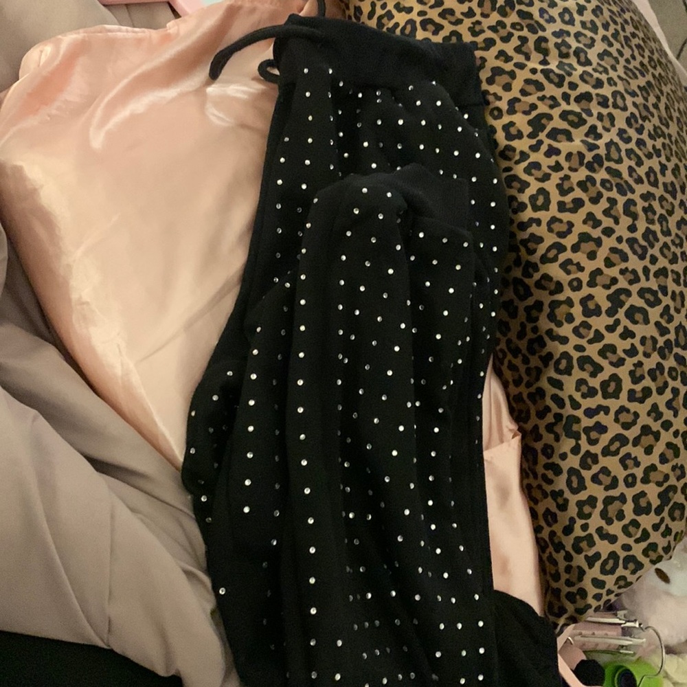 Fashion nova black rhinestone sweatpants size small